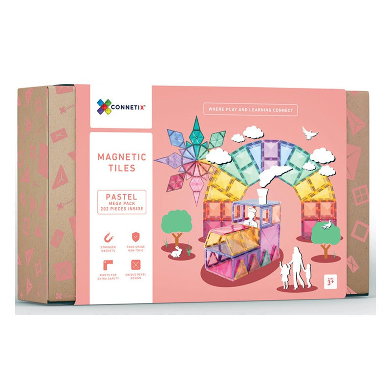 Connetix - Magnetic Tiles Pastel Mega Pack - 202 Pcs