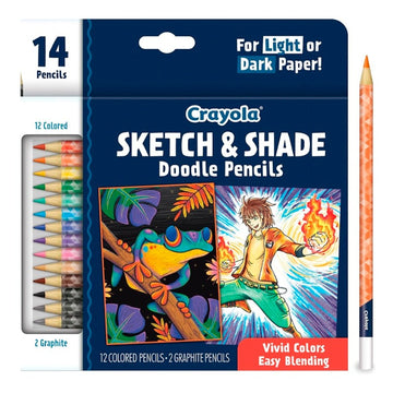 Crayola Wooden Pencils for Drawing and Shading with 2 Graphite Pencils-14 Count