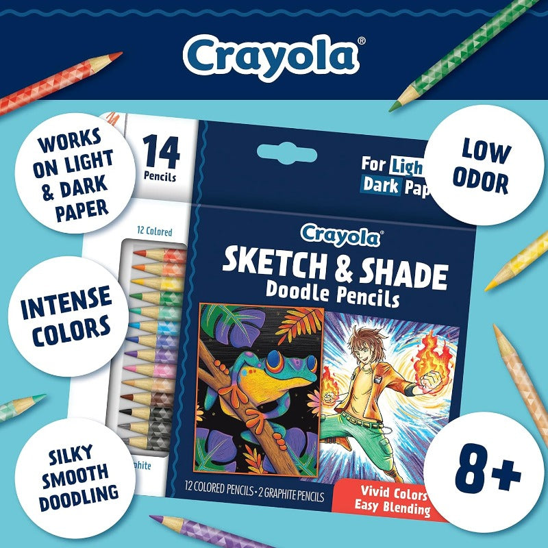 Crayola Wooden Pencils for Drawing and Shading with 2 Graphite Pencils-14 Count