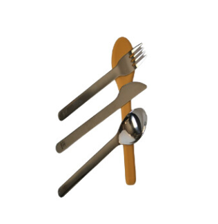 YUMMYRIES STAINLESS STEEL CUTLERY SET WITH SILICON CASE (YELLOW)