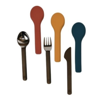 YUMMYRIES STAINLESS STEEL CUTLERY SET WITH SILICON CASE (YELLOW)