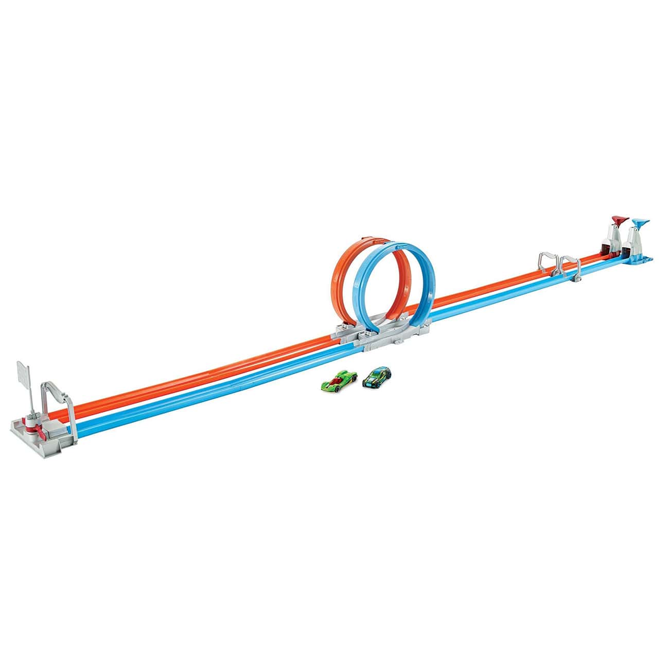 Hot Wheels Double Loop Dash Drag Racing Playset with 2 Vehicles