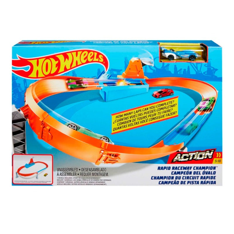 Hot Wheels Track Building Game with Racing Car Circular Path