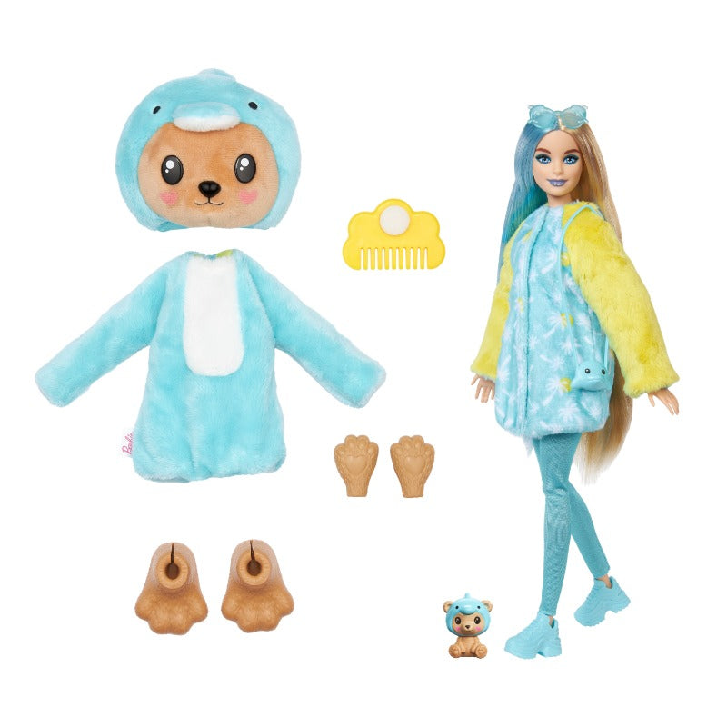 Barbie Cutie Reveal Doll with Stuffed Animal Outfit and 10 Surprises - Blue