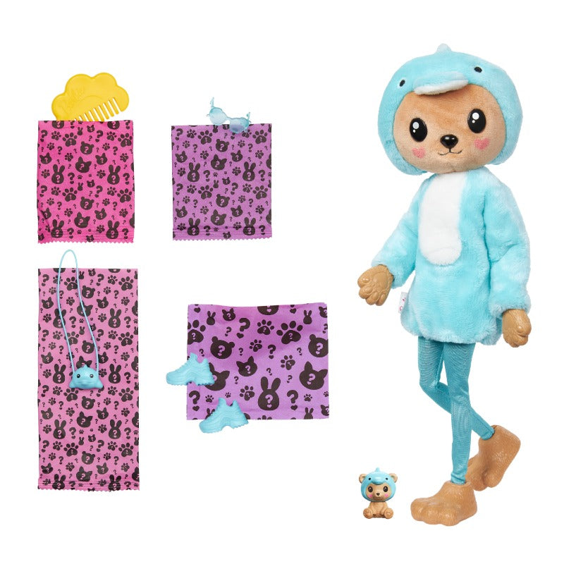 Barbie Cutie Reveal Doll with Stuffed Animal Outfit and 10 Surprises - Blue