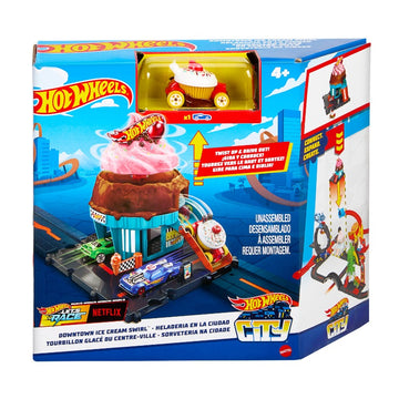 Hot Wheels City Track and Ice Cream Shop Playset Swirl