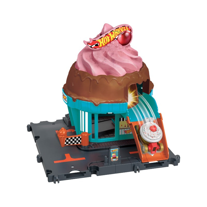 Hot Wheels City Track and Ice Cream Shop Playset Swirl