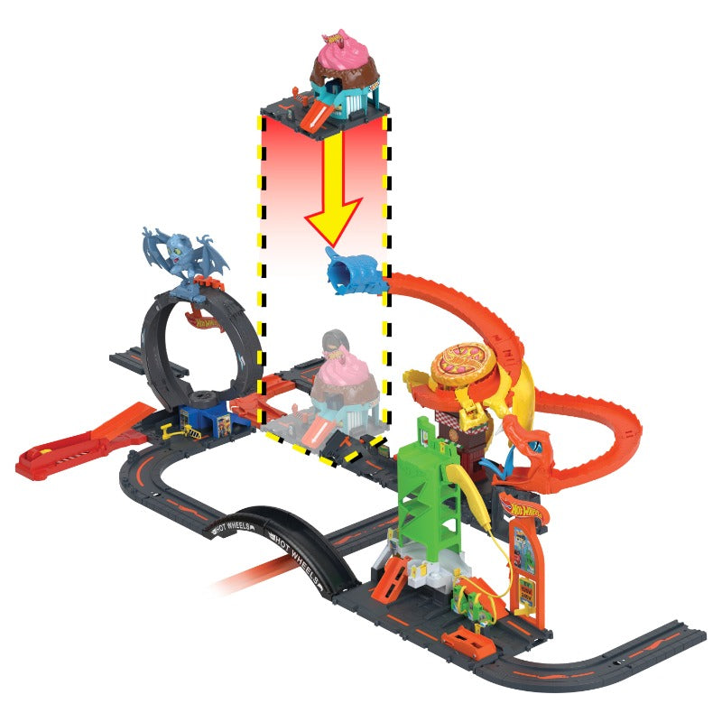 Hot Wheels City Track and Ice Cream Shop Playset Swirl