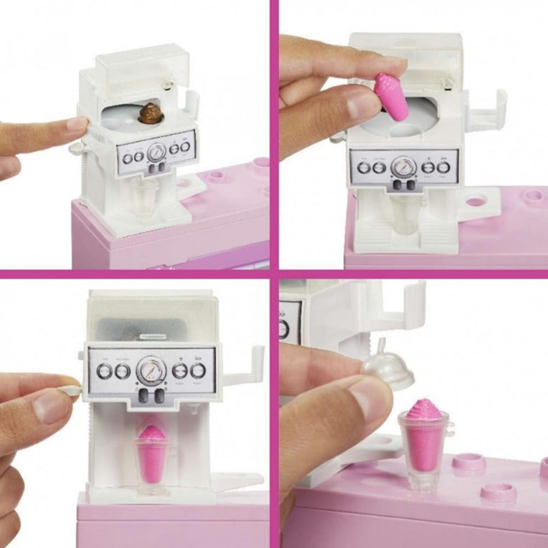 Barbie Mattel Coffee Shop playset with blonde barista doll and 12+ accessories