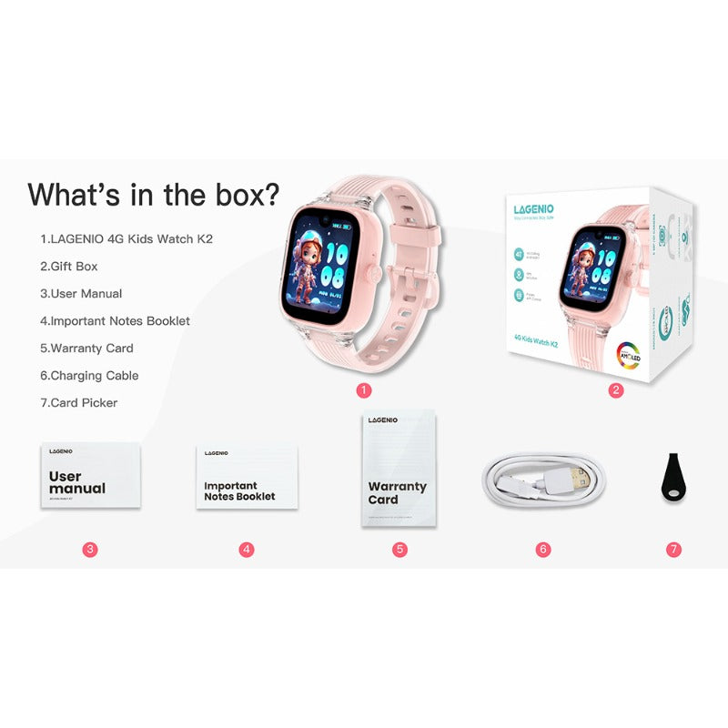 Lagenio Smart Watch with AMOLED 680 Display - Pink