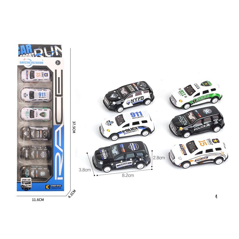 Police Pull Back Alloy Car - 6 Pcs