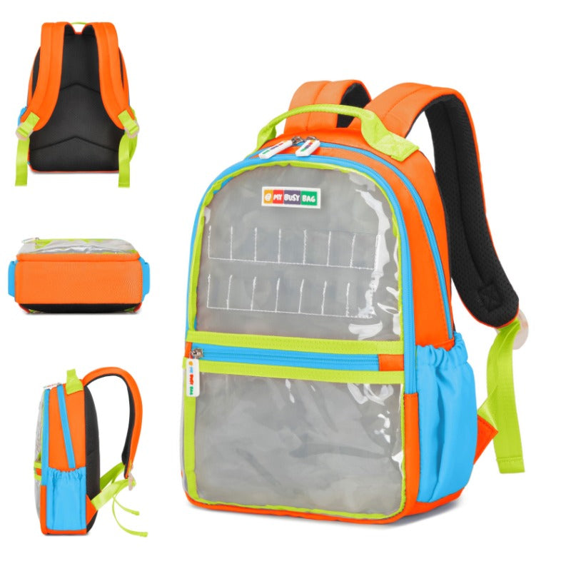 My Busy Bag Add Your Name Backpack - Orange and Neon