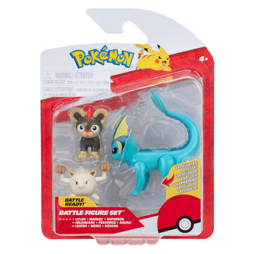 Pokémon Battle Figure Set - Litleo, Mankey, Vaporeon