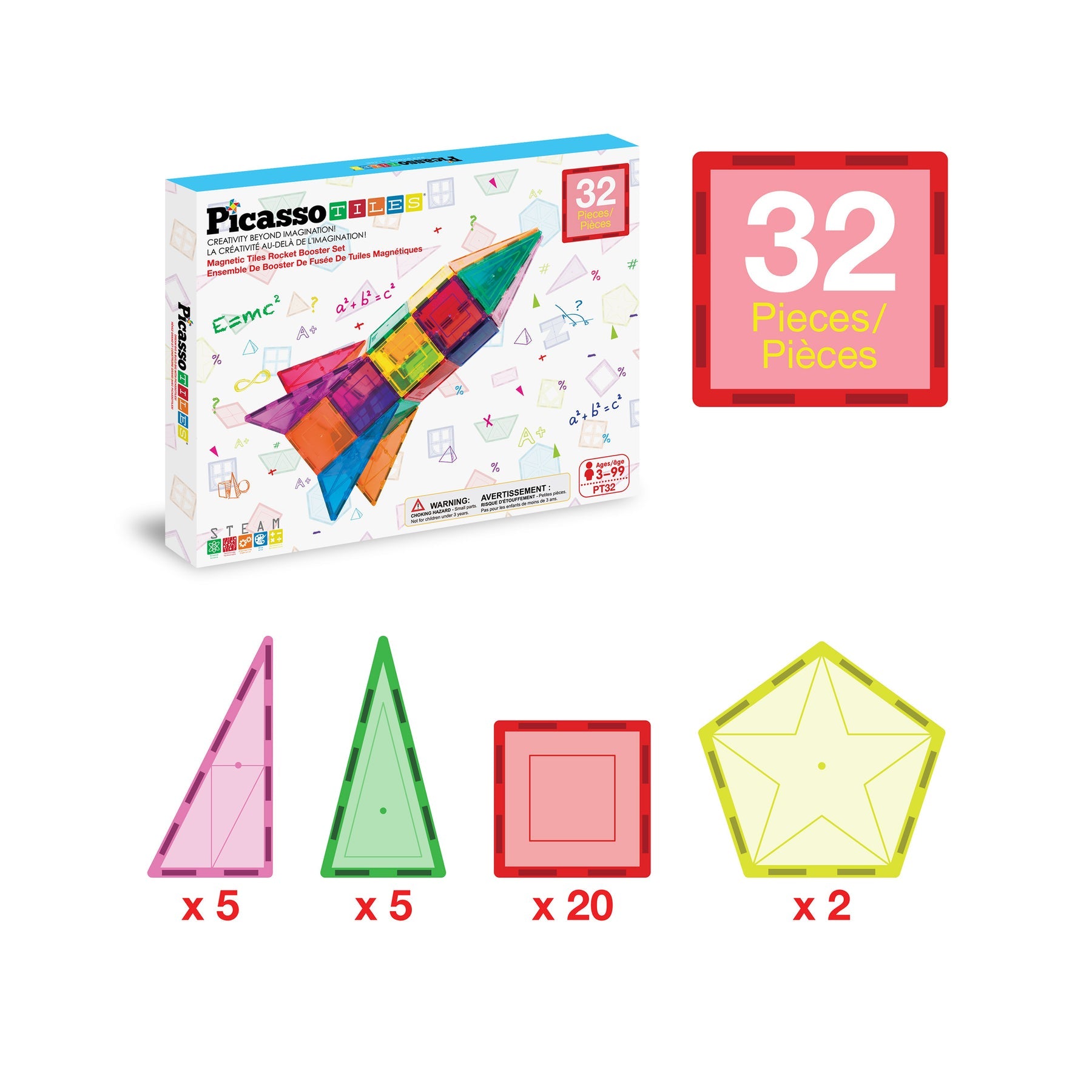 Picasso Tiles Magnetic Building Set - 32 Piece