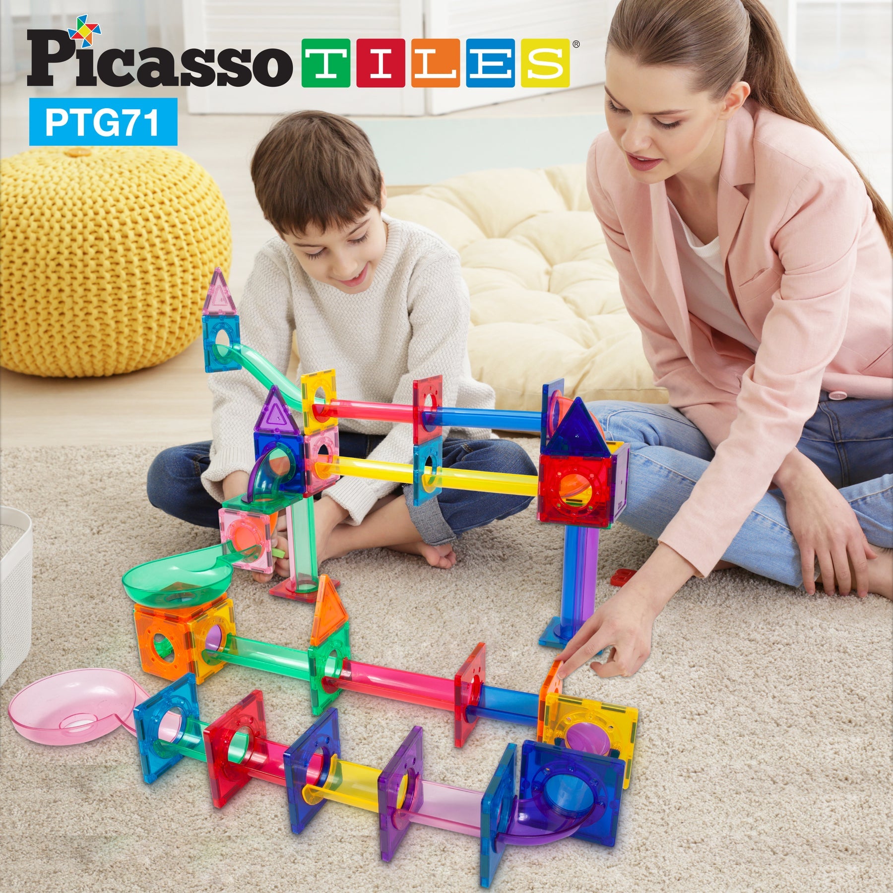 Picasso Tiles Magnetic Building Set - 71 Piece