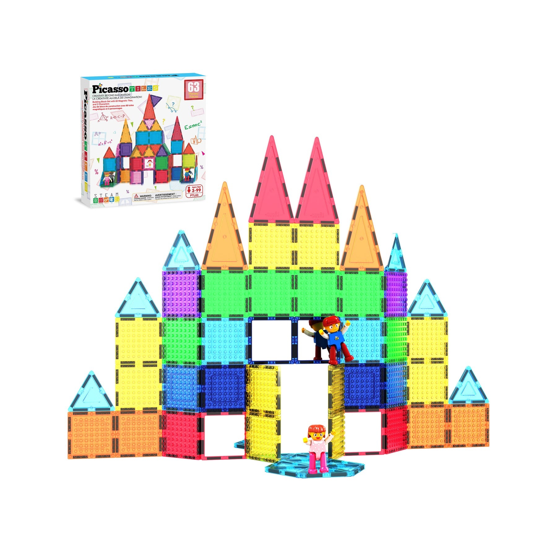 Picasso Tiles Magnetic Building Set - 63 Piece