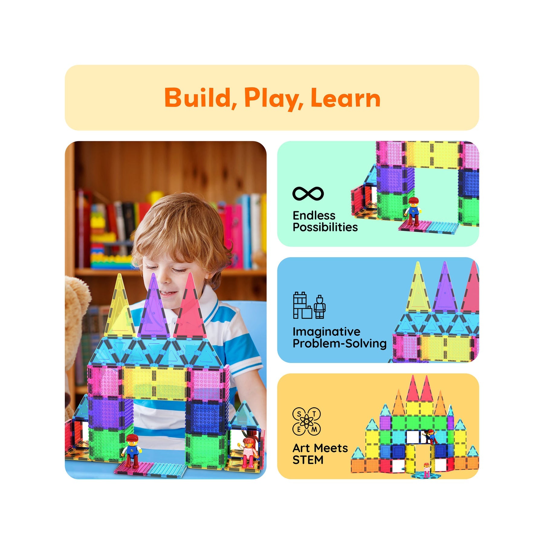 Picasso Tiles Magnetic Building Set - 63 Piece
