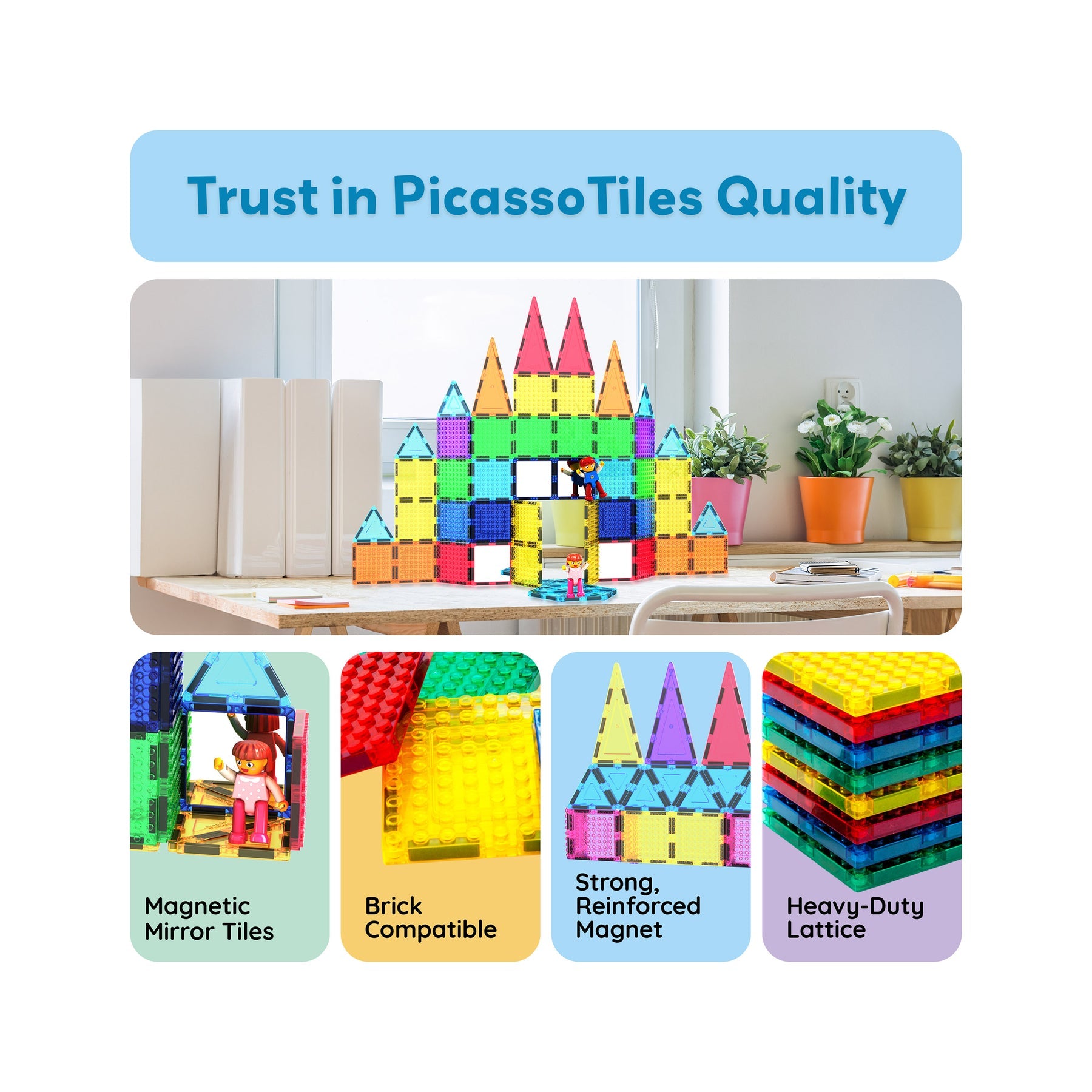 Picasso Tiles Magnetic Building Set - 63 Piece