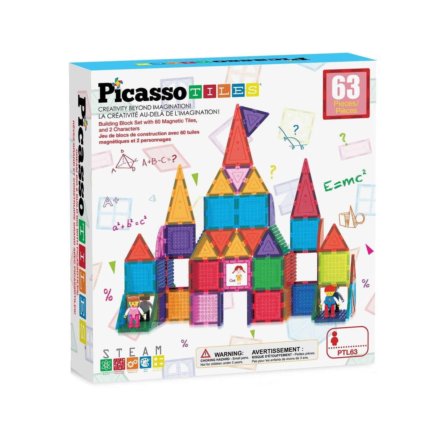 Picasso Tiles Magnetic Building Set - 63 Piece
