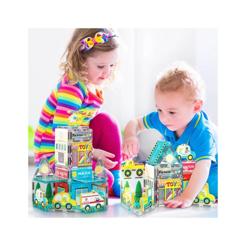 Picasso Tiles Magnetic Mini Diamond Marble Run Track Set 45 Pcs