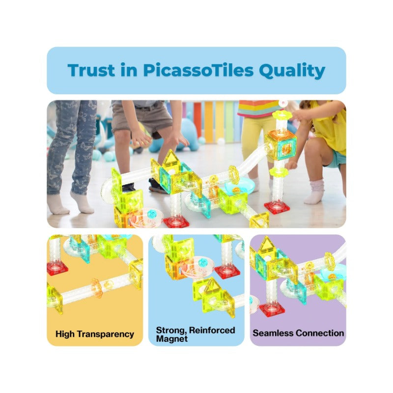 Picasso Tiles Magnetic Mini Diamond Marble Run Track Set 45 Pcs