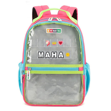 My Busy Bag Add Your Name Backpack - Pink and Neon