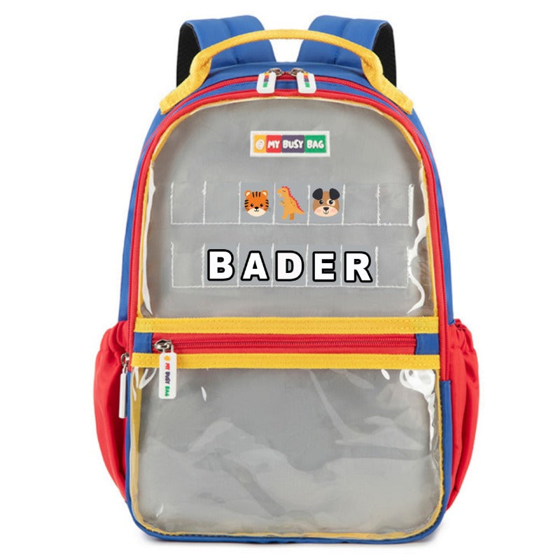 My Busy Bag Add Your Name Backpack - Red and Blue