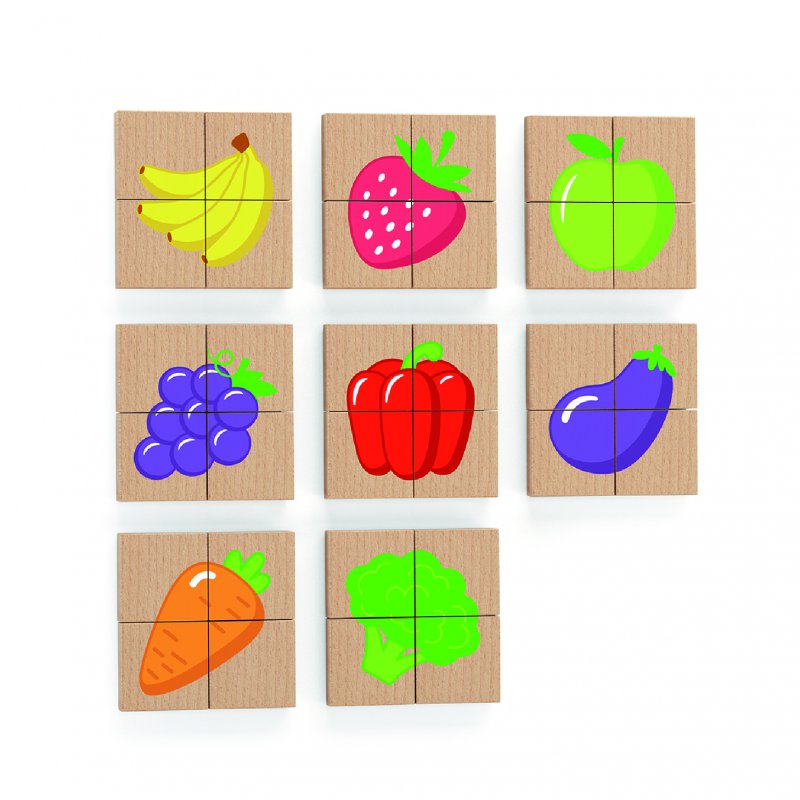 VIGA - Wooden Magnetic Puzzle Fruits And Vegetables