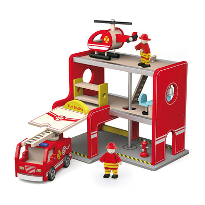 VIGA - Wooden Fire Station Playset