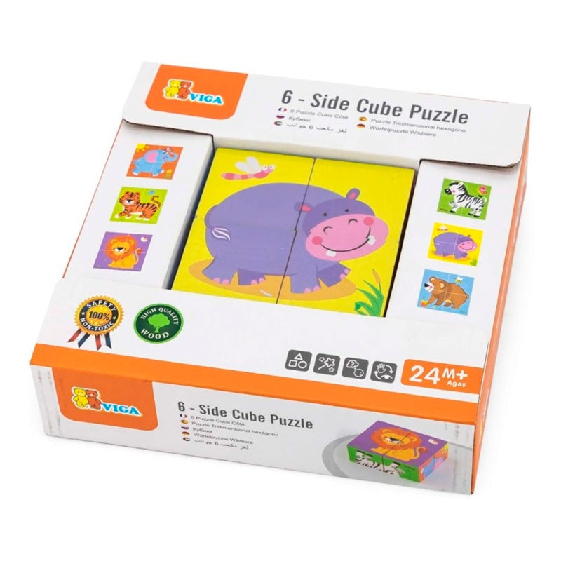VIGA - 6 Side Cube Puzzle - Wild Animals