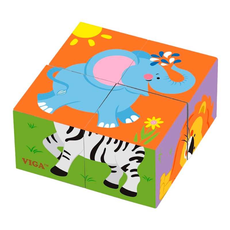 VIGA - 6 Side Cube Puzzle - Wild Animals
