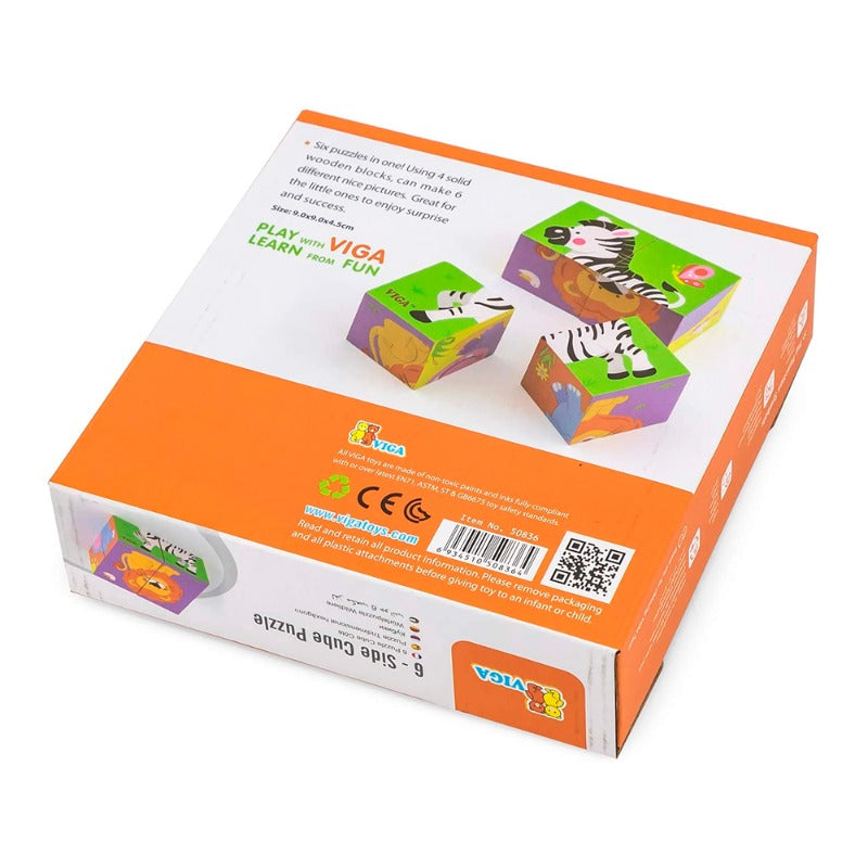 VIGA - 6 Side Cube Puzzle - Wild Animals