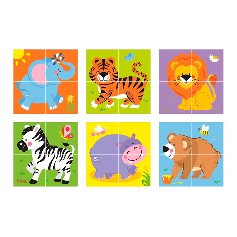 VIGA - 6 Side Cube Puzzle - Wild Animals