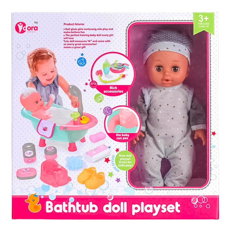 VDora Bathtub Doll Playset Grey Pajama
