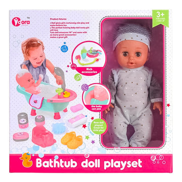 VDora Bathtub Doll Playset Grey Pajama