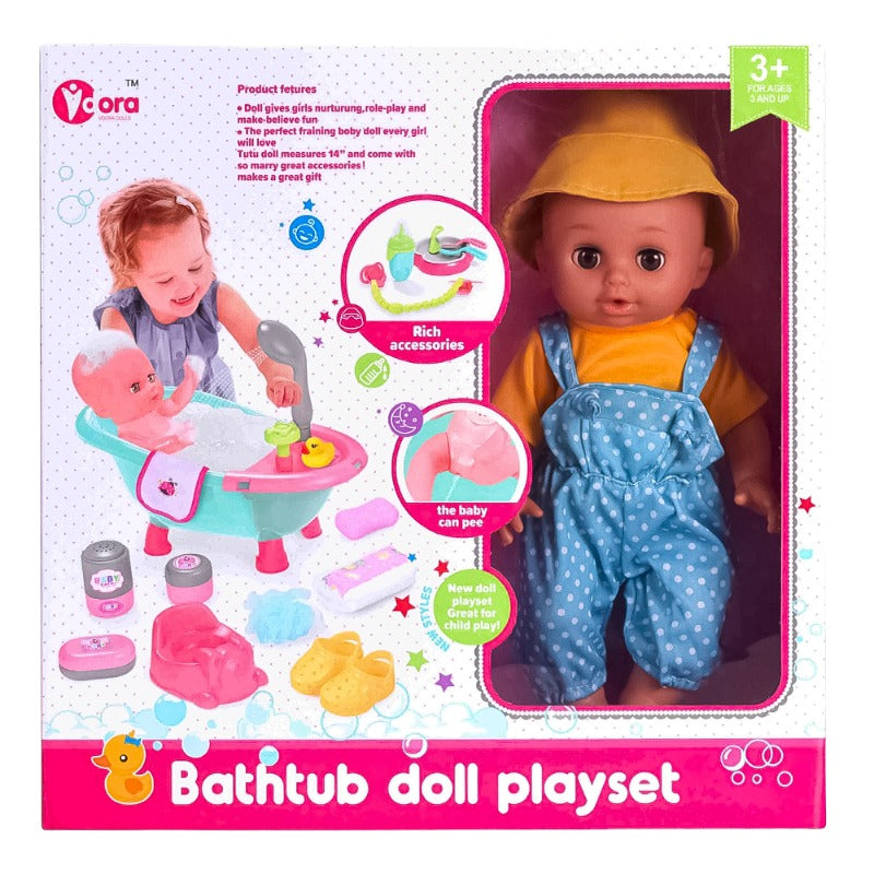 VDora Bathtub Doll Playset Blue and Orange