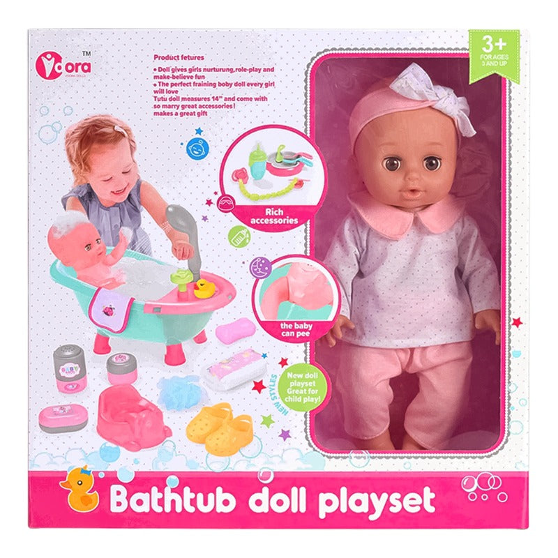 VDora Bathtub Doll Playset Pink Pjama