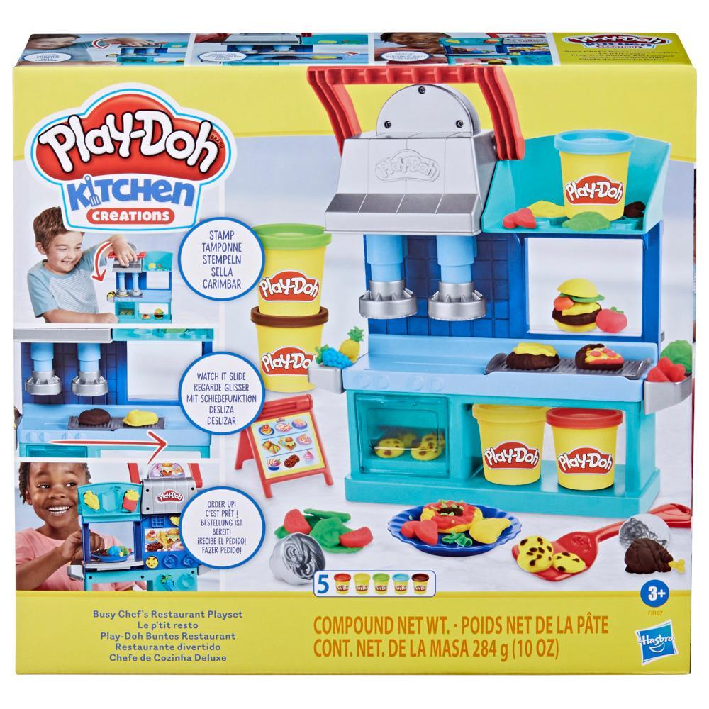 Play-Doh Kitchen Creations Busy Chef's Restaurant Playset, 2-Sided Play Kitchen