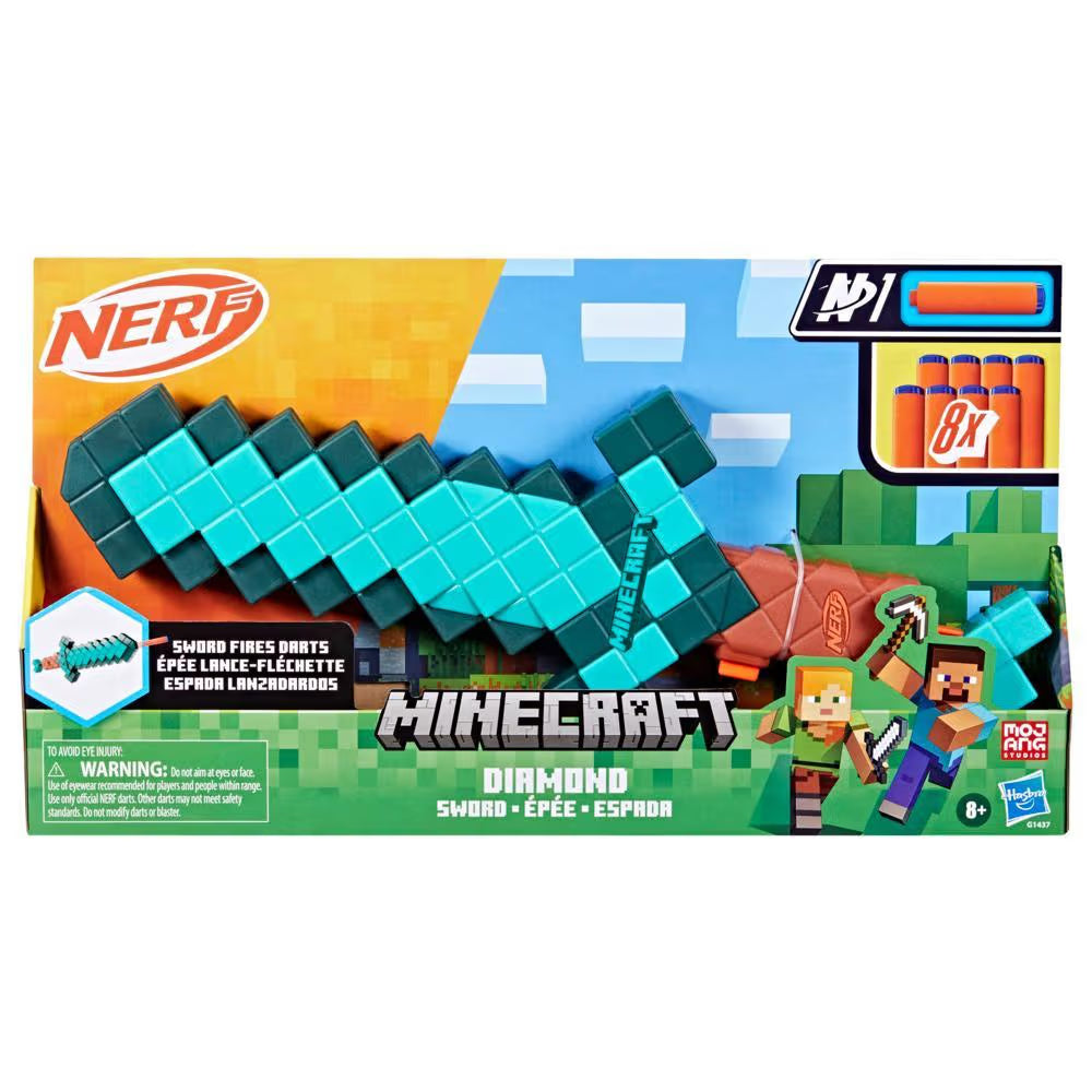 Nerf Minecraft Sword Dart Blaster Pull Back Priming